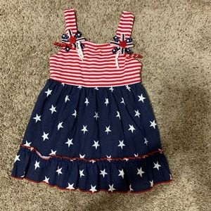 Girl red white and blue dress